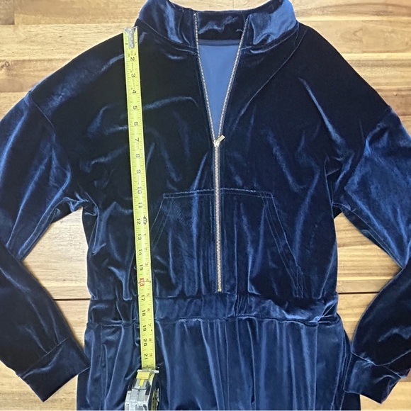 Fabletics Dark Navy Blue Zipper Front Wide Leg Velour Jumpsuit Size XXL - Picture 10 of 14